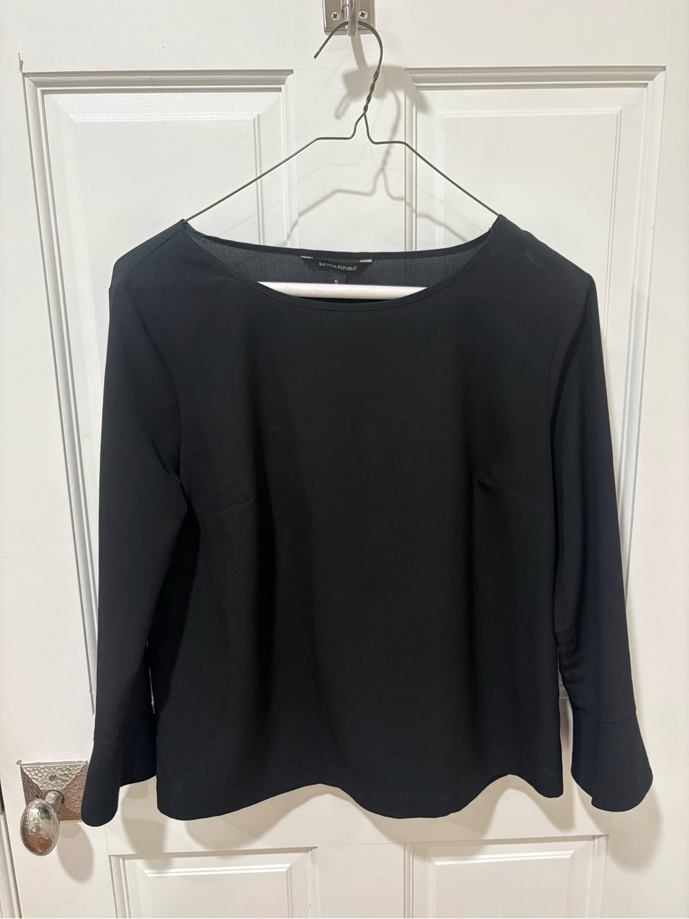 Banana Republic Black Long-Sleeve Boatneck Top